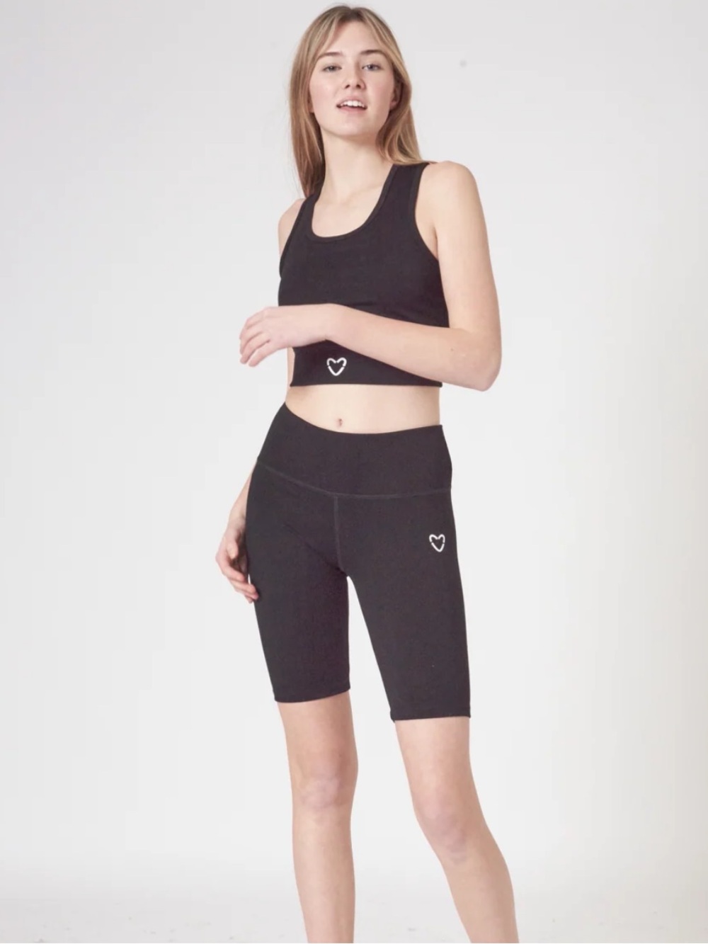 Preloved Tada Biker shorts Black High-Waist Biker Shorts with Heart Detail